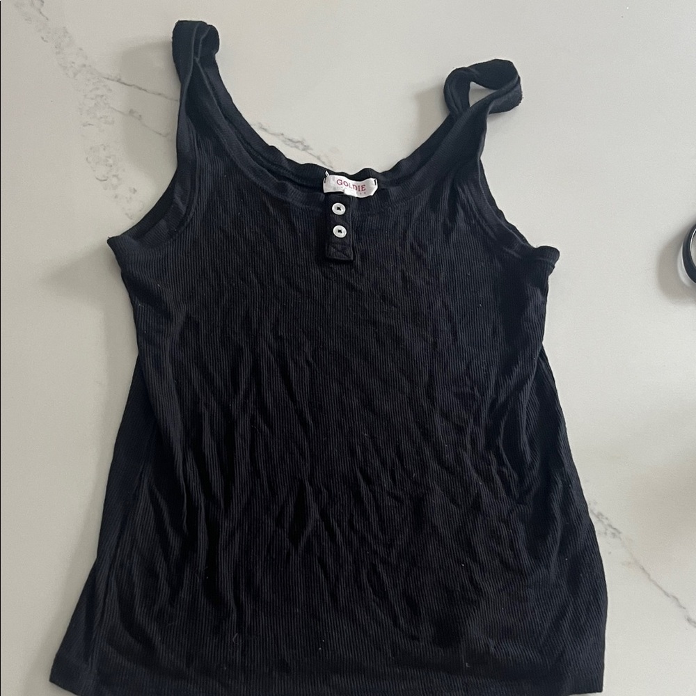 Goldie Black Ribbed Tank Top